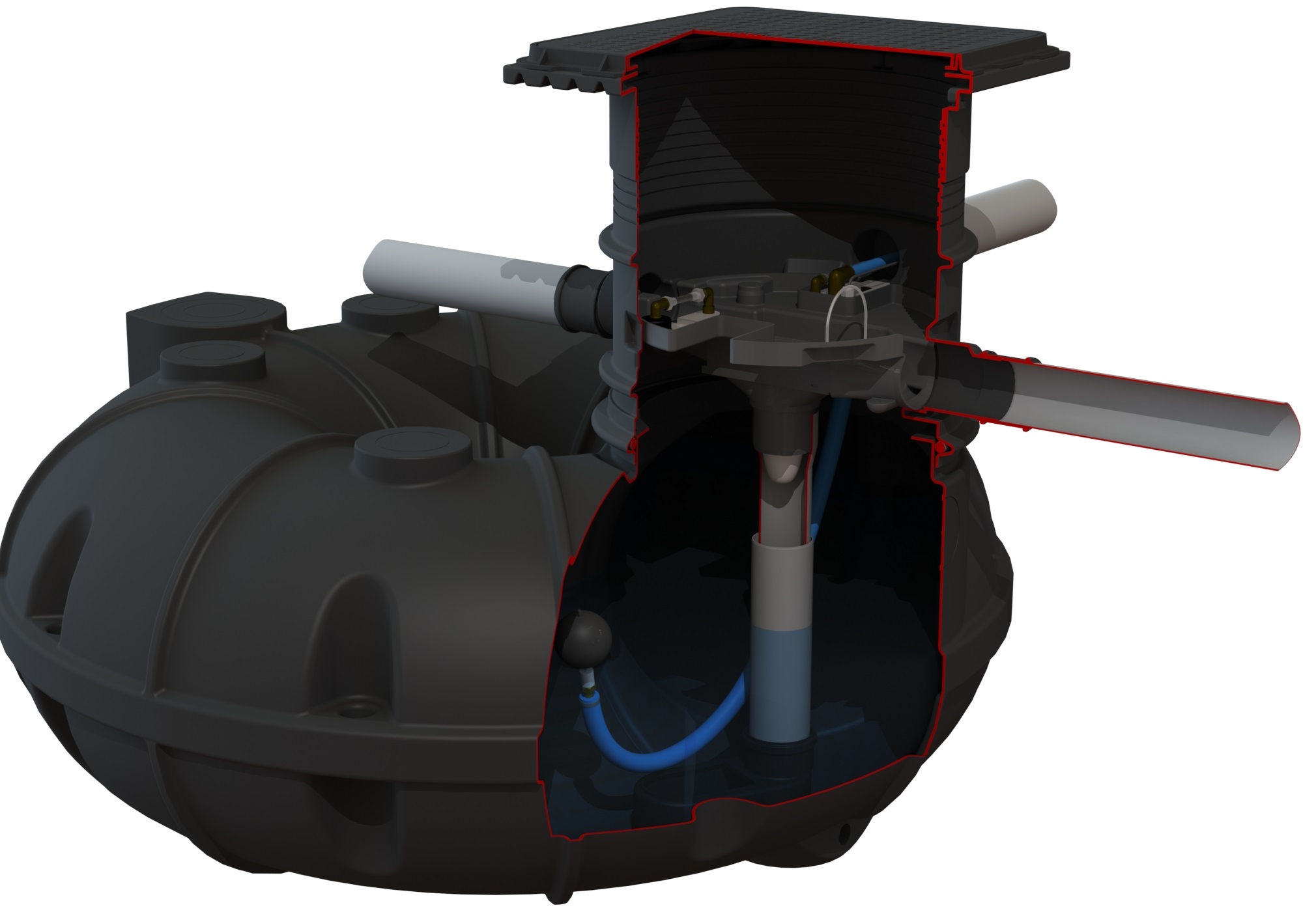 Neoline grondwaterbestendige regenwatertank met 325 regenwaterfilter van gep