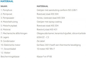 Schmutzwasserpumpe für Abwasser SB – 8/35 1F Dompelpomp voor afvalwater type SB