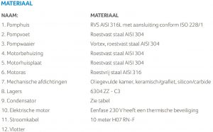 Dompelpomp voor agressief afvalwater IB 8/35 1F Dompelpomp voor agressief afvalwater